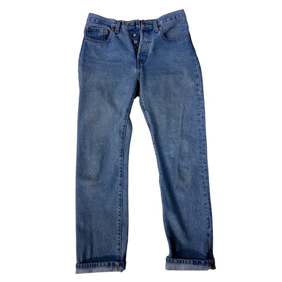 Levi's Denim - Levis Premium 501 Original Fit Jeans Light Wash Blue Button Fly W27 L30